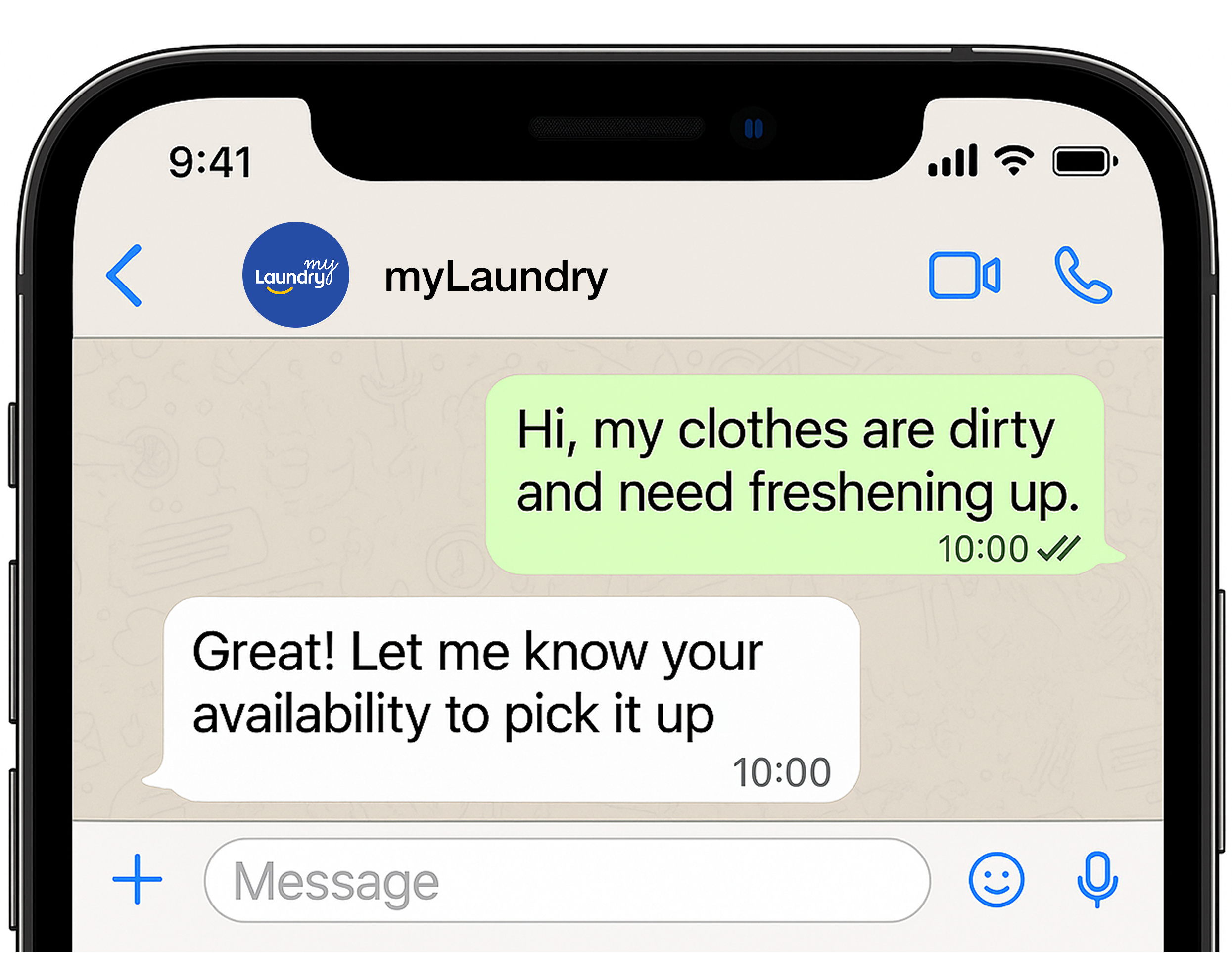 Book laundry pickup via WhatsApp